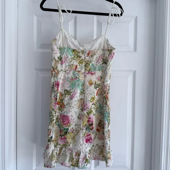 ASTR The Label Mireille Floral Eyelet Mini Dress White Multicolor Size M - Picture 8 of 11